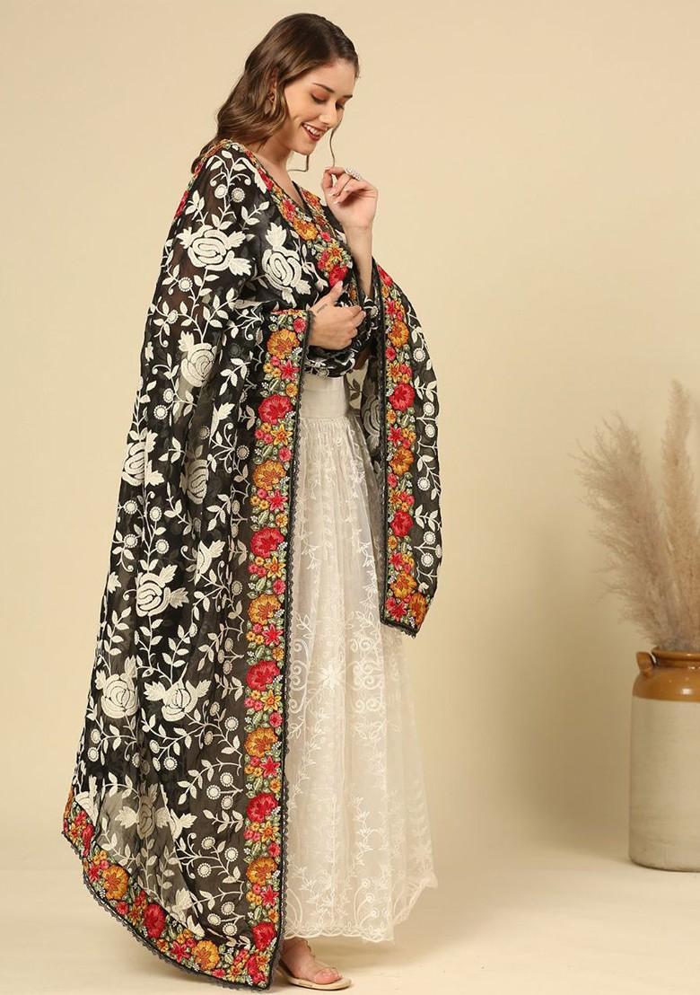 Floral Embroidered Georgette Dupatta