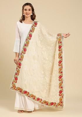 Floral Embroidered Georgette Dupatta
