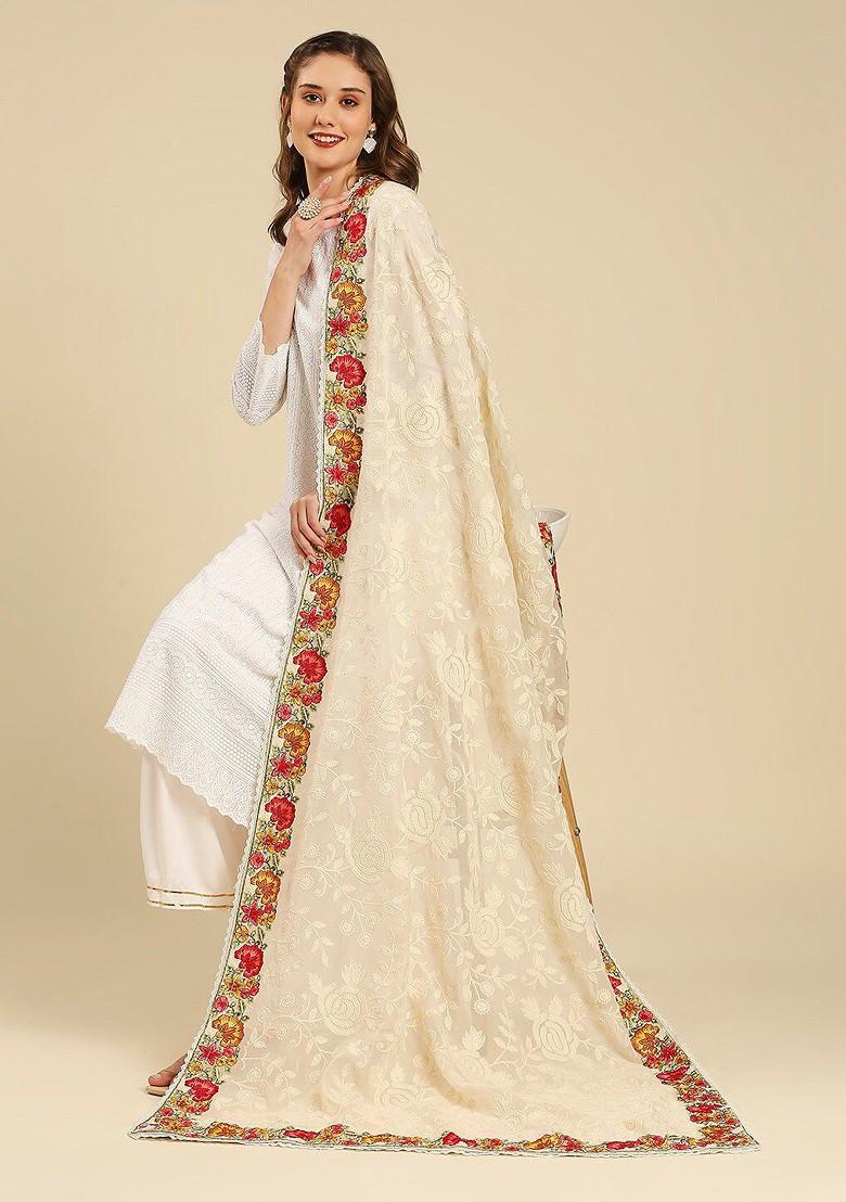 Floral Embroidered Georgette Dupatta
