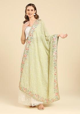 Floral Embroidered Georgette Dupatta
