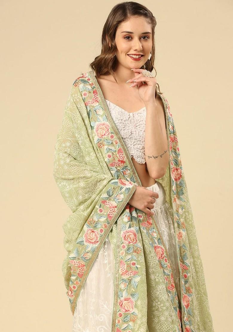 Floral Embroidered Georgette Dupatta