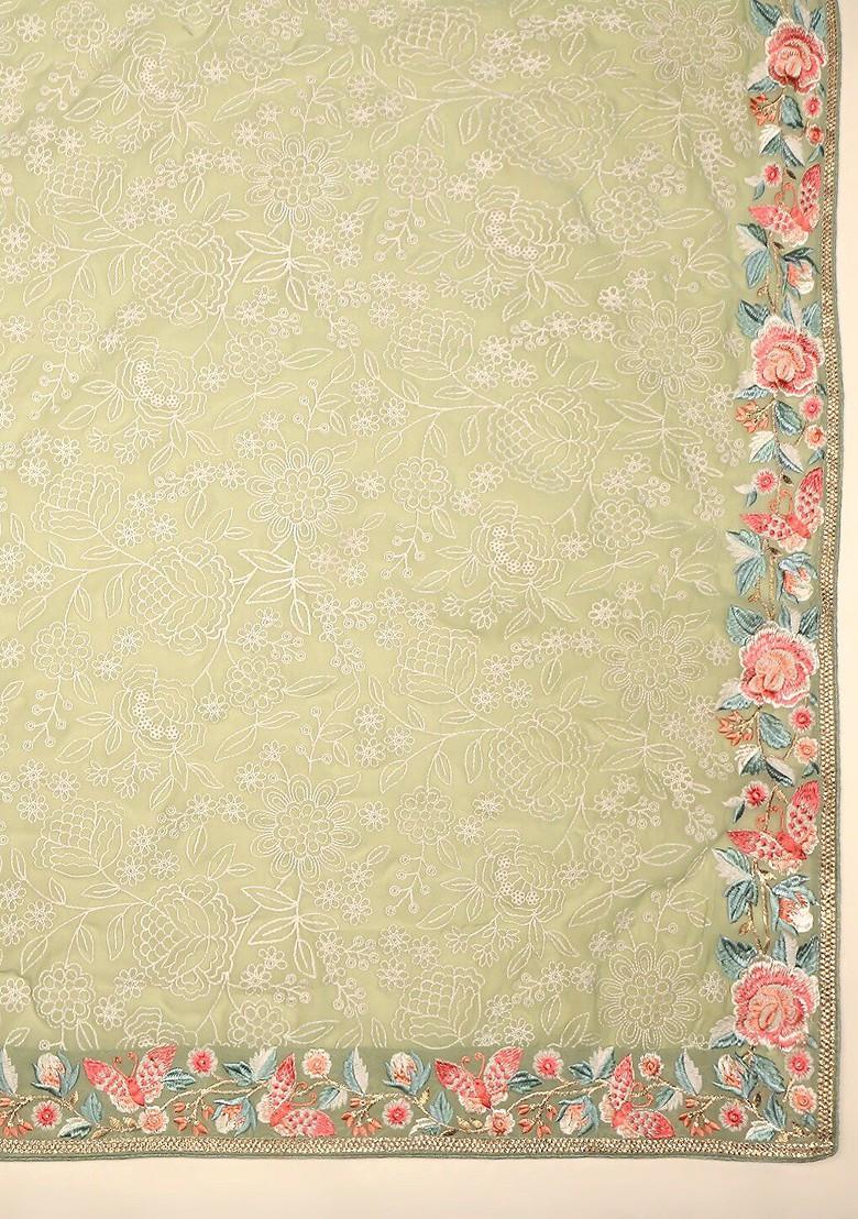 Floral Embroidered Georgette Dupatta