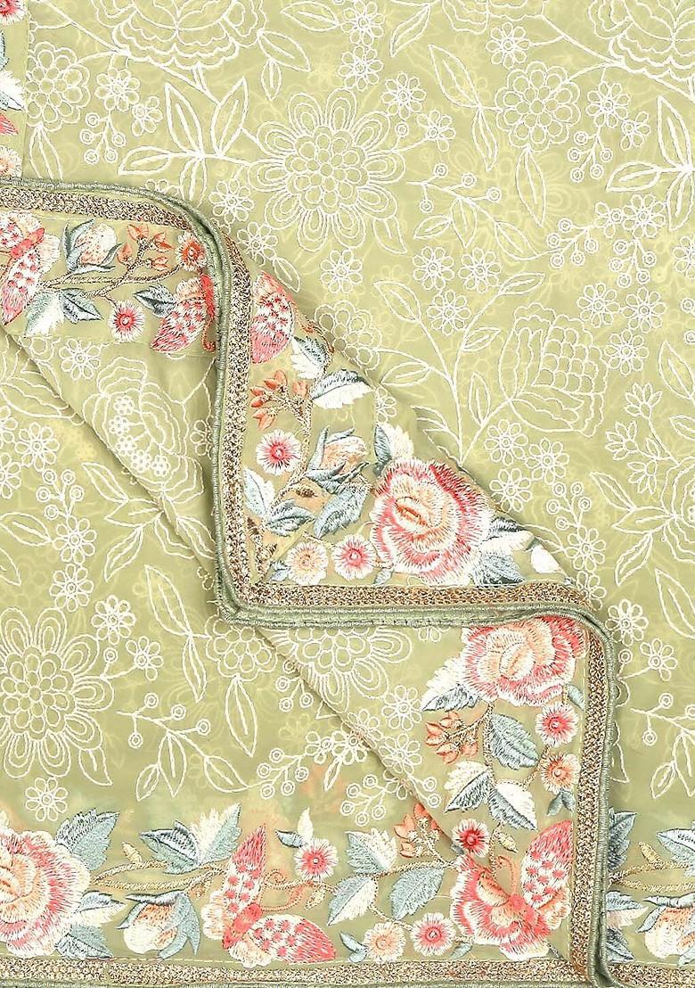 Floral Embroidered Georgette Dupatta