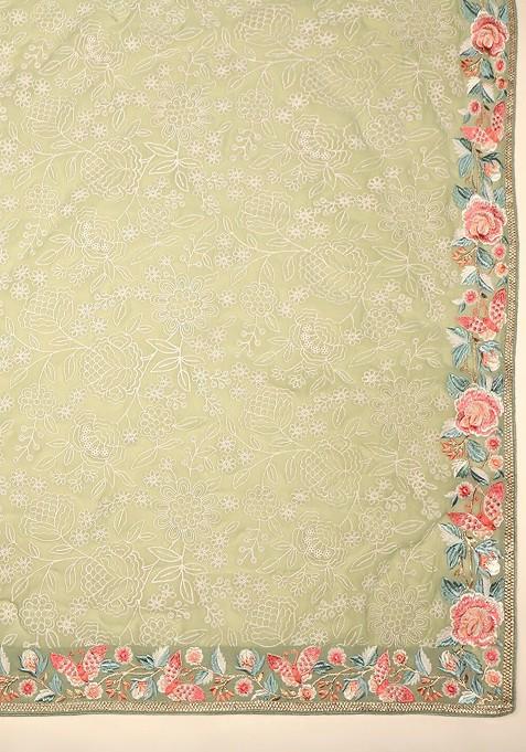 Floral Embroidered Georgette Dupatta