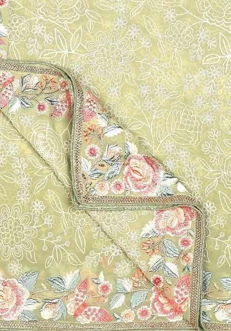 Floral Embroidered Georgette Dupatta