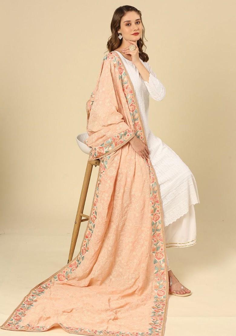 Floral Embroidered Georgette Dupatta