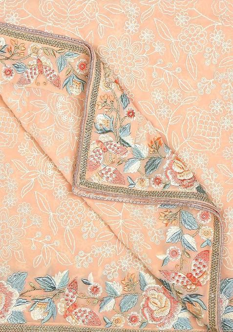 Floral Embroidered Georgette Dupatta