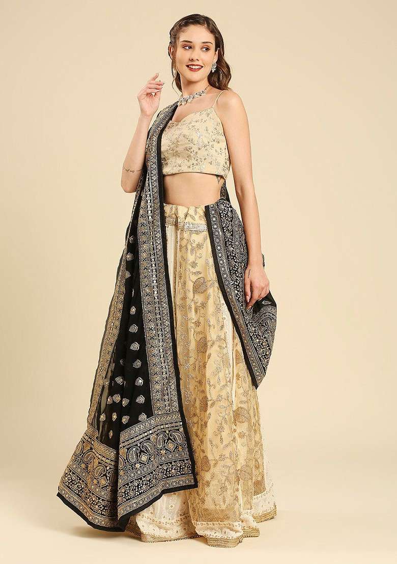 Embroidered Bridal Dupatta With Zardozi - Indya