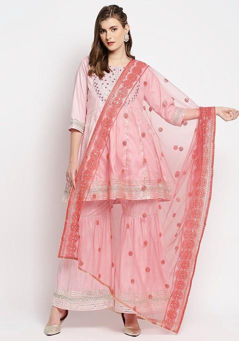 Embroidered Dupatta With Sequinned