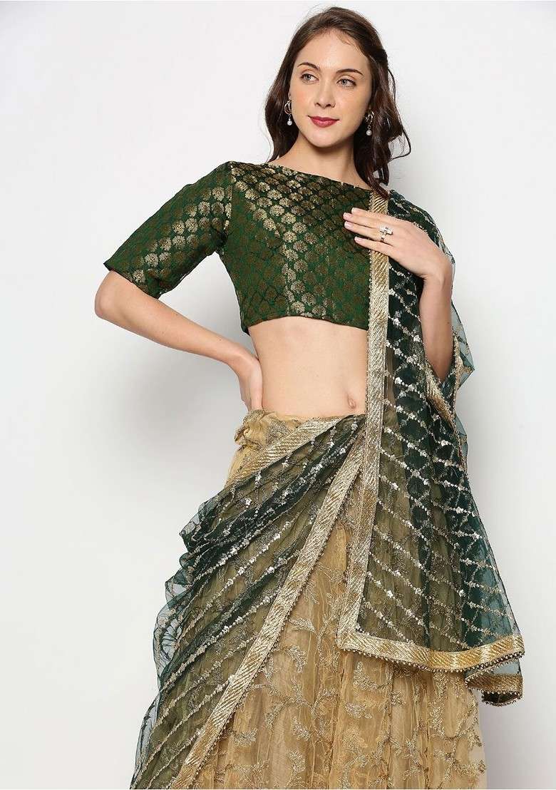 Embroidered Dupatta With Sequinned - Indya