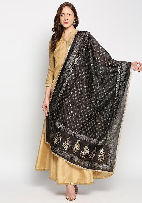 Ethnic Motifs Printed Khari Print Silk Dupatta