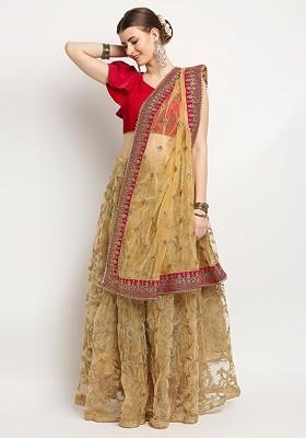 Ethnic Motifs Embroidered Dupatta With Zardozi