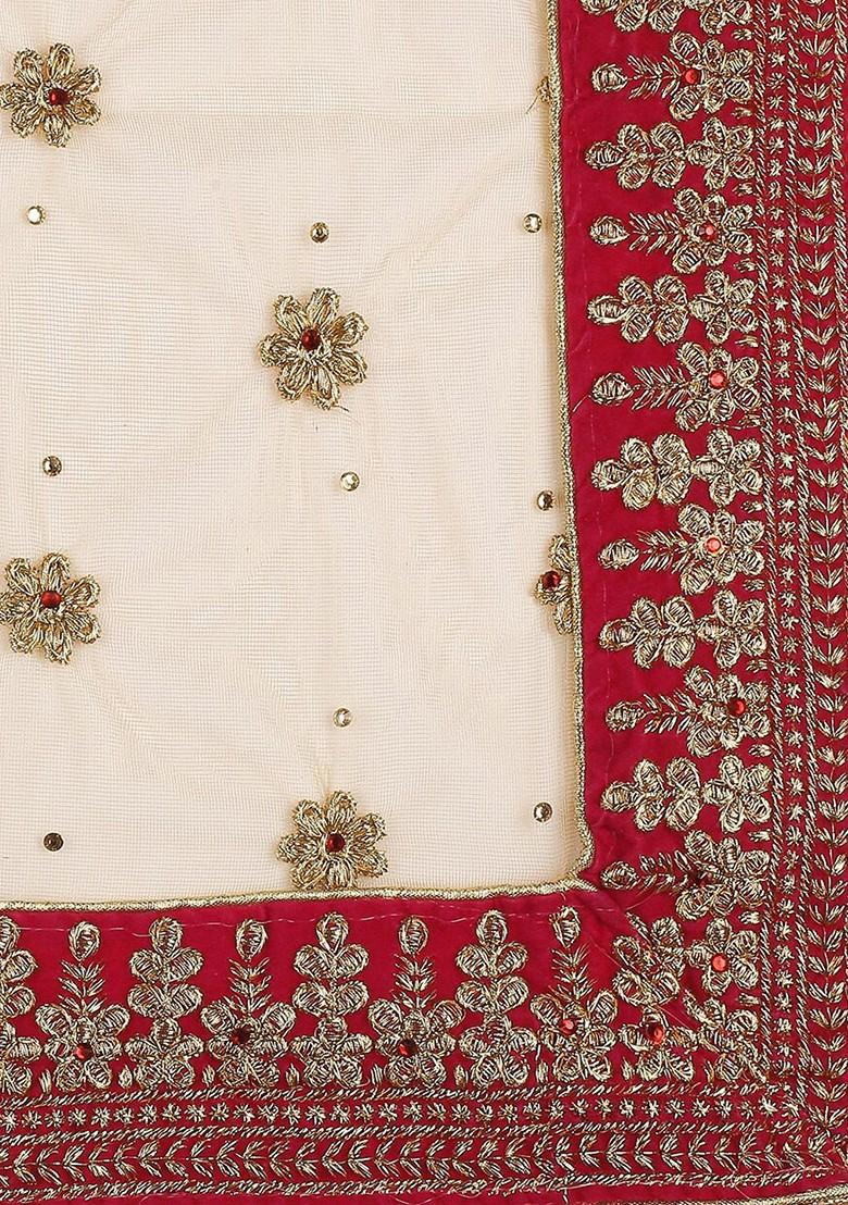 Ethnic Motifs Embroidered Dupatta With Zardozi