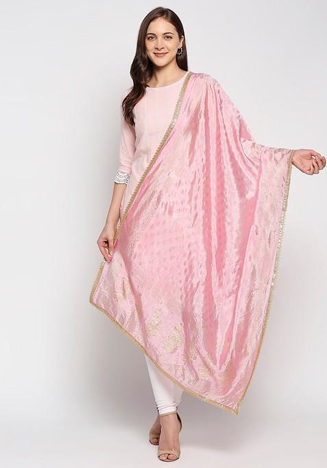 Printed Khari Print Silk Dupatta With Zari
