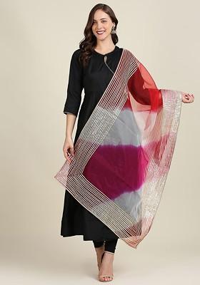 Dyed Organza Dupatta With Gotta Patti