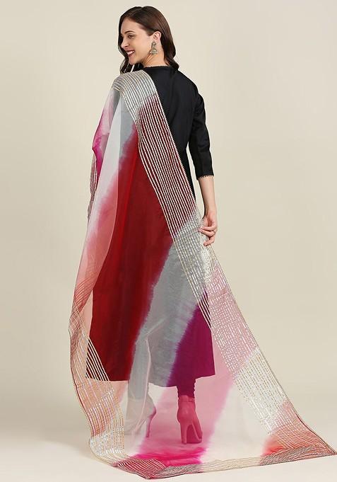 Dyed Organza Dupatta With Gotta Patti