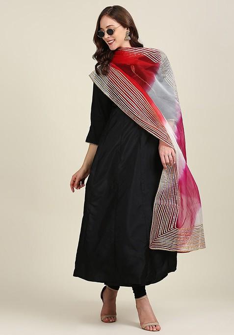 Dyed Organza Dupatta With Gotta Patti
