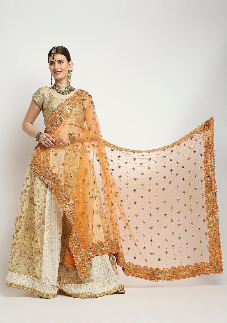 Ethnic Motifs Embroidered Dupatta With Zardozi