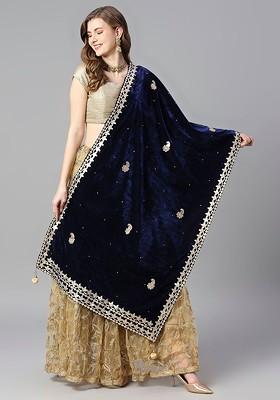 Embroidered Velvet Dupatta