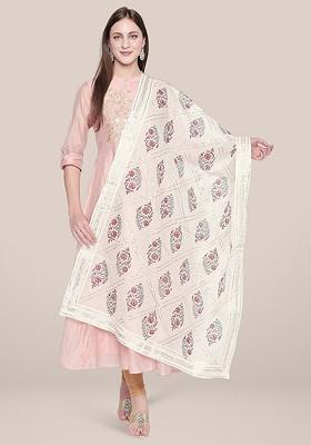 Printed Pure Cotton Block Print Dupatta With Gotta Patti