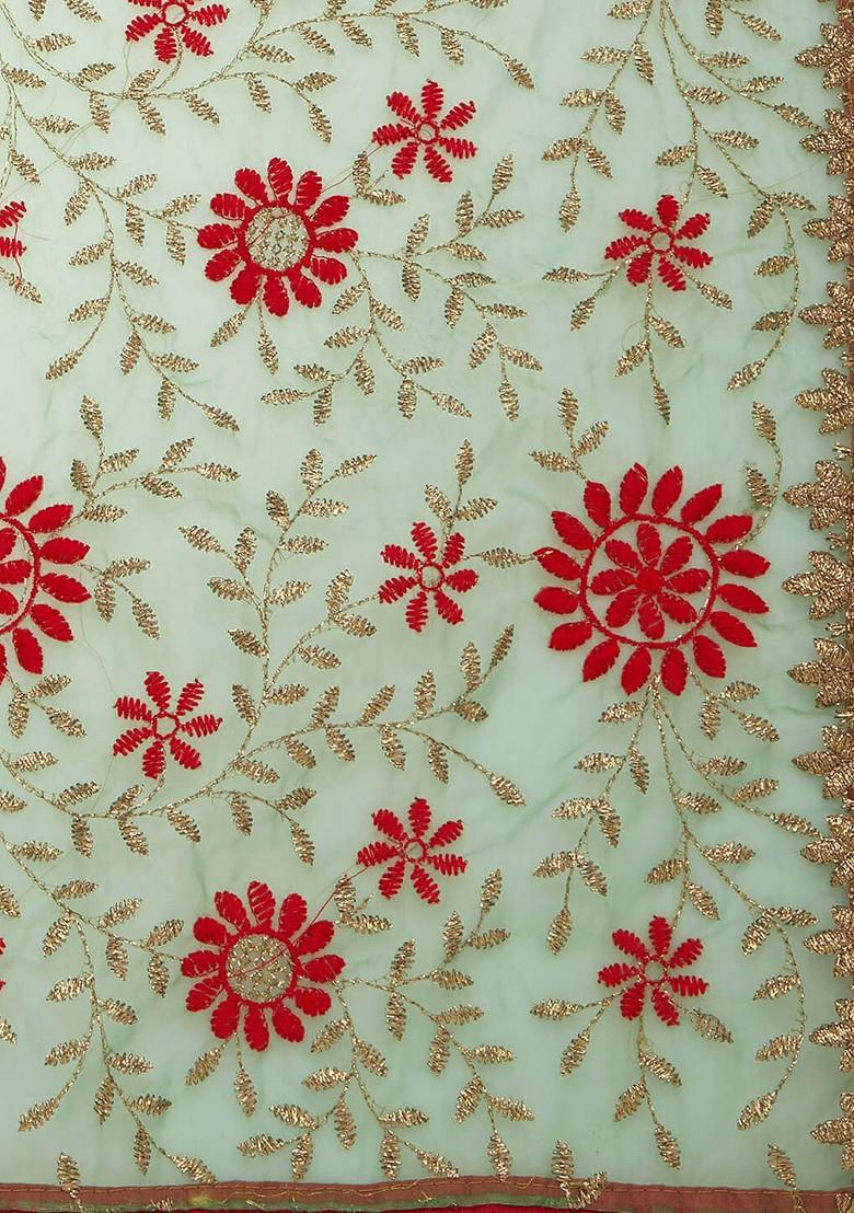 Embroidered Organza Dupatta With Thread Work