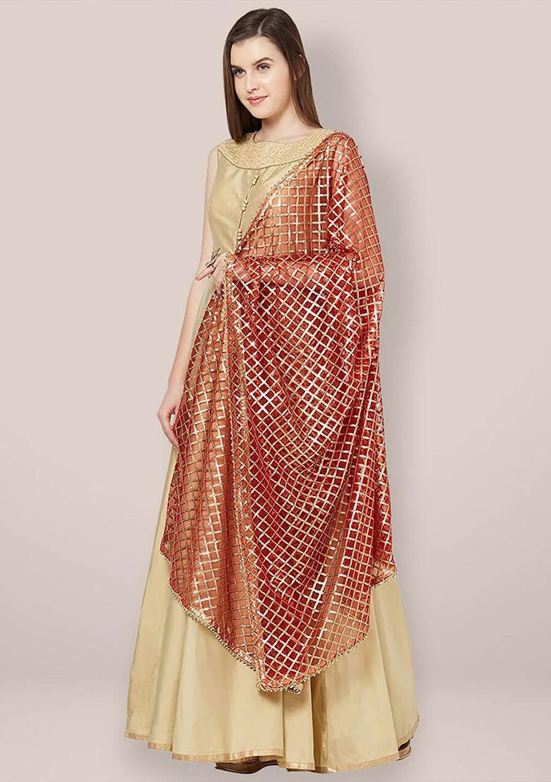 Striped Dupatta With Gotta Patti