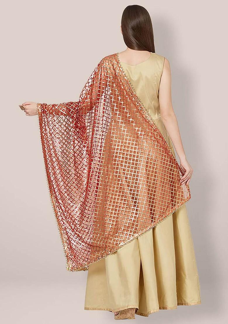 Striped Dupatta With Gotta Patti