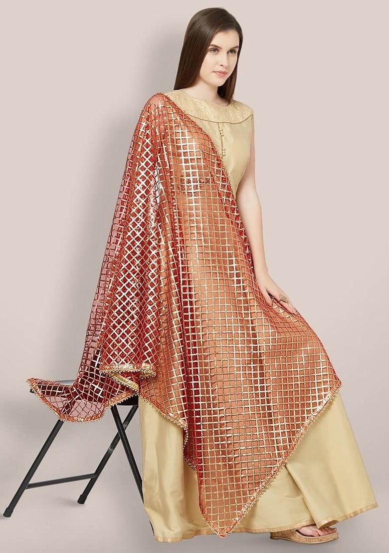 Striped Dupatta With Gotta Patti