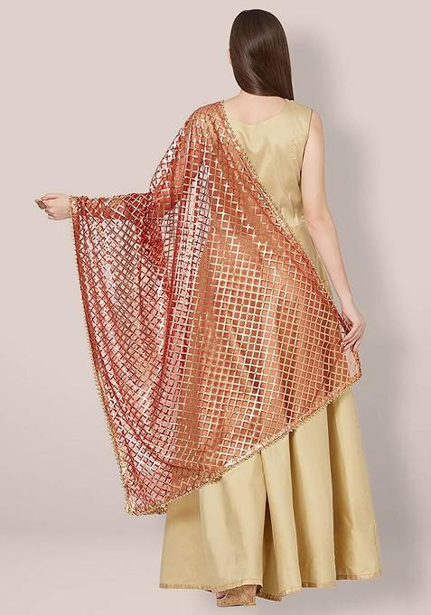 Striped Dupatta With Gotta Patti