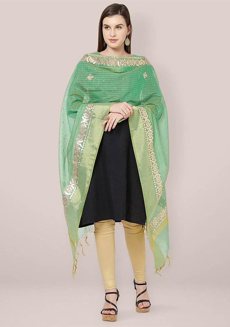 Striped Cotton Silk Dupatta