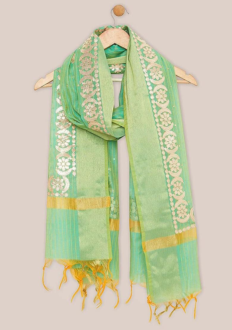 Striped Cotton Silk Dupatta