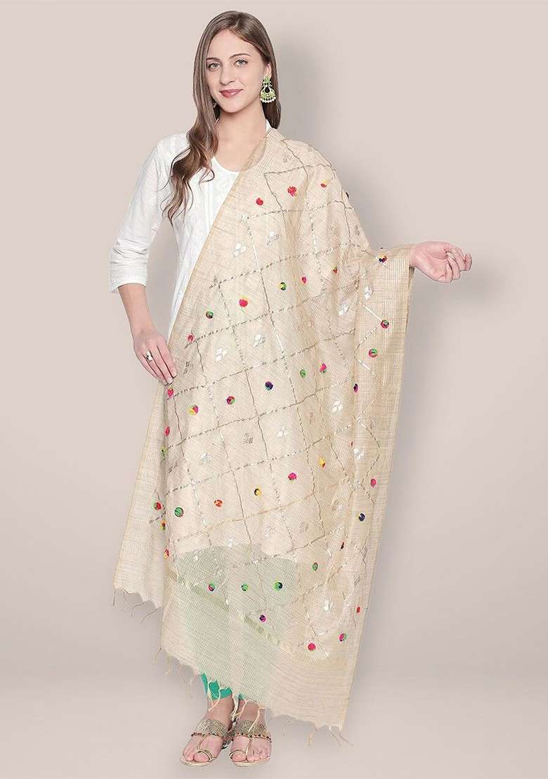 Embroidered Dupatta With Gotta Patti - Indya