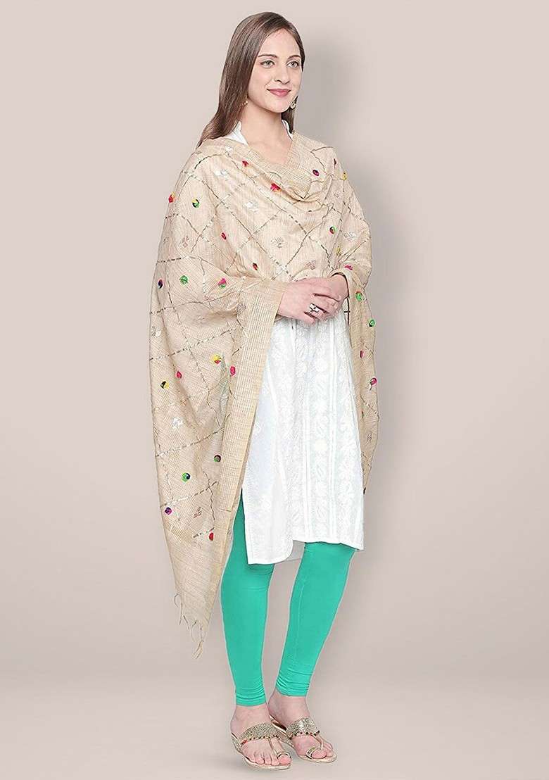 Embroidered Dupatta With Gotta Patti - Indya