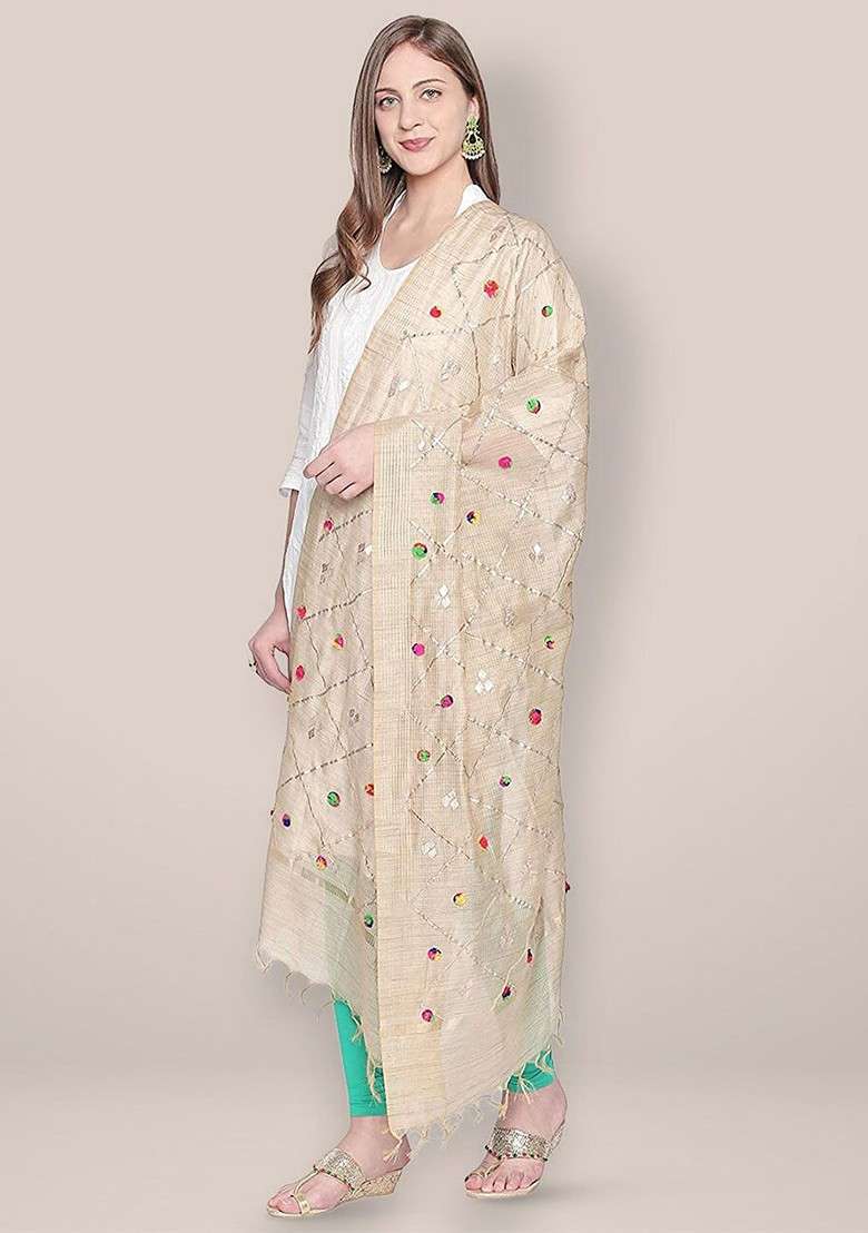 Embroidered Dupatta With Gotta Patti - Indya