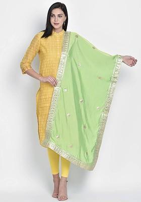 Ethnic Motifs Embroidered Dupatta With Gotta Patti