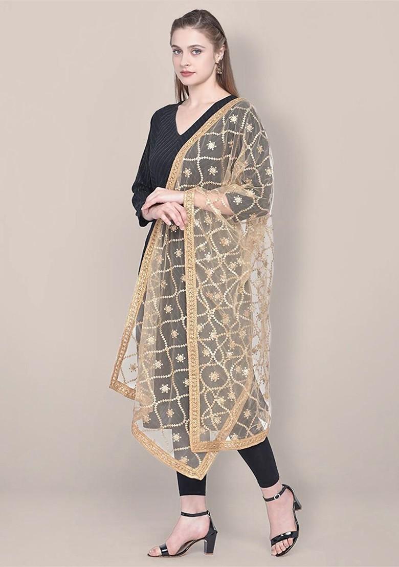 Embroidered Net Dupatta