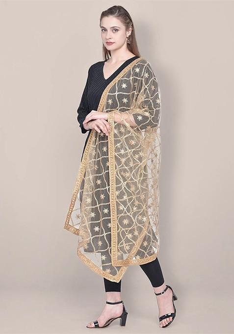 Embroidered Net Dupatta