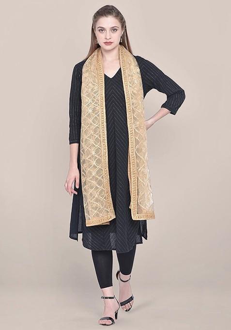 Embroidered Net Dupatta