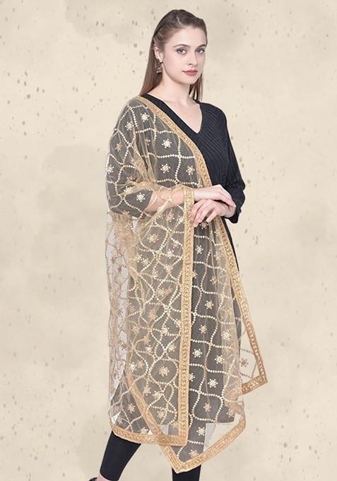 Embroidered Net Dupatta