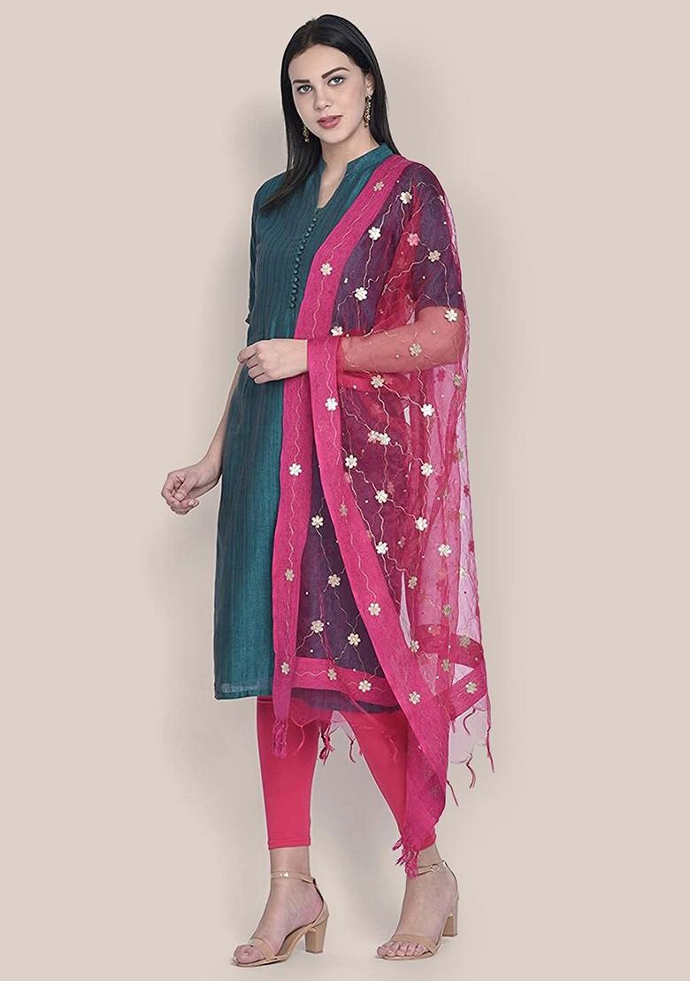 Embroidered Organza Dupatta With Gotta Patti