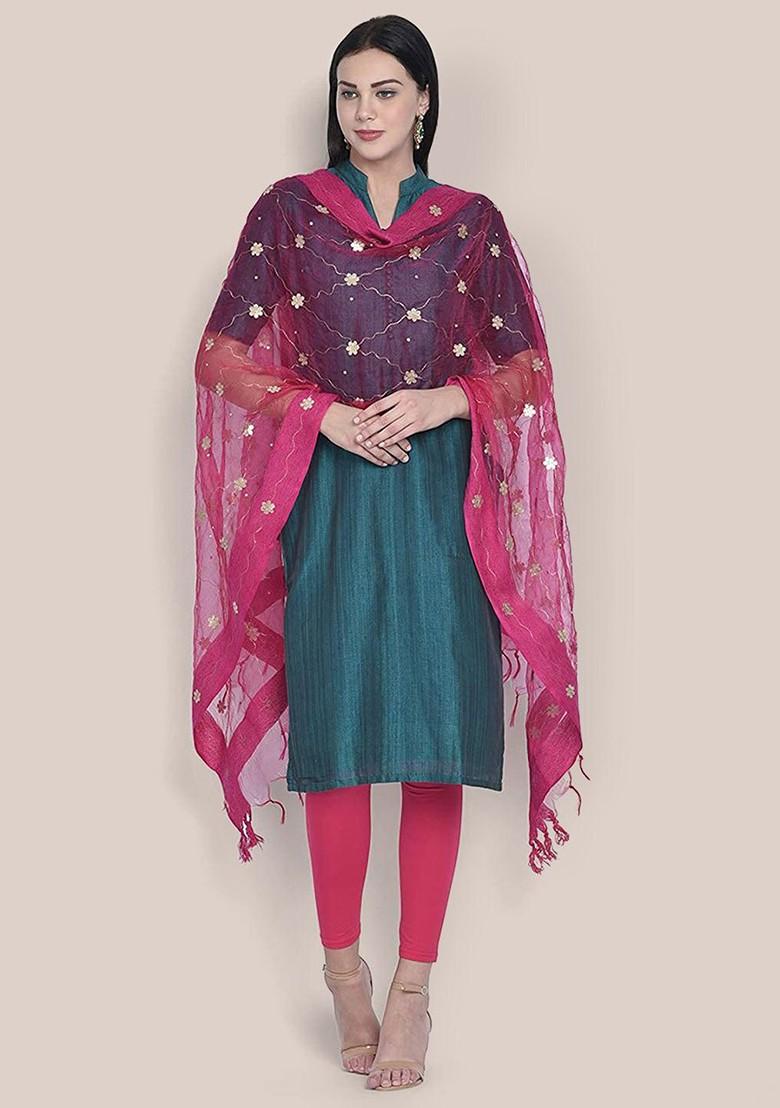Embroidered Organza Dupatta With Gotta Patti