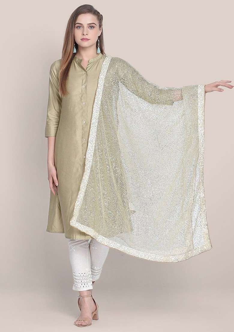 Embellished Dupatta With Sequinned - Indya