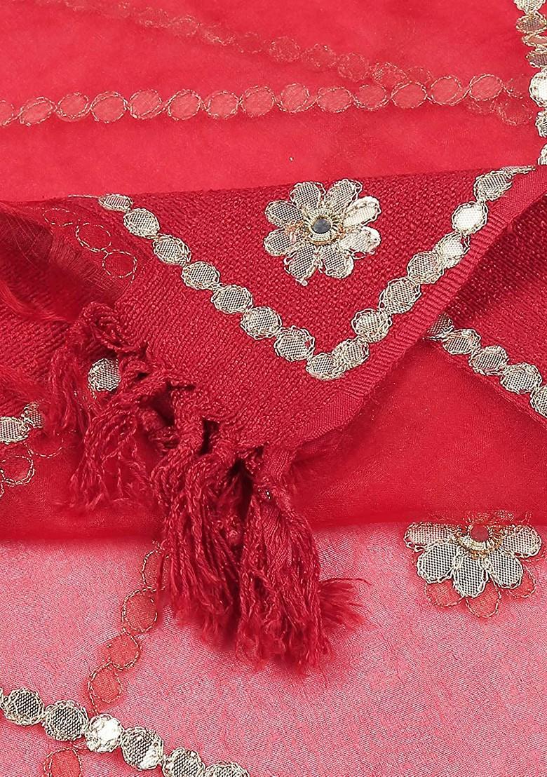 Embroidered Organza Dupatta With Gotta Patti