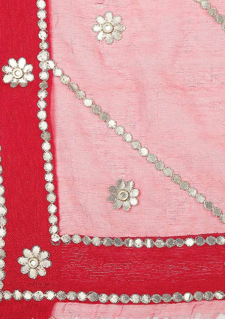 Embroidered Organza Dupatta With Gotta Patti - Indya