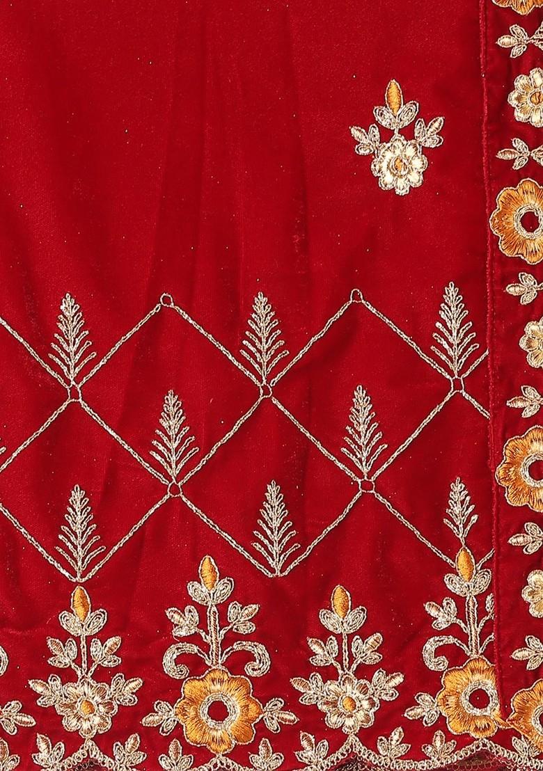 Embroidered Velvet Dupatta With Zardozi