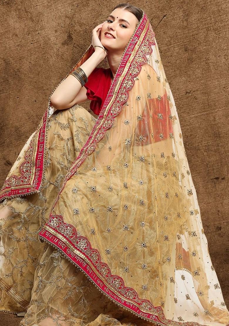 Ethnic Motifs Embroidered Dupatta With Zardozi