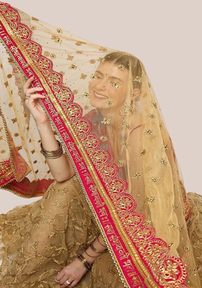 Ethnic Motifs Embroidered Dupatta With Zardozi