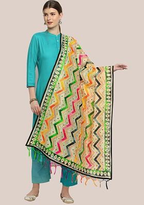 Ethnic Motifs Embroidered Dupatta With Sequinned