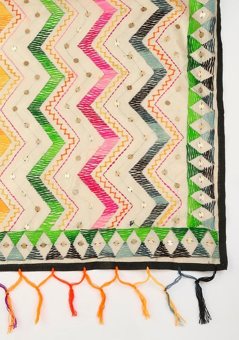 Ethnic Motifs Embroidered Dupatta With Sequinned