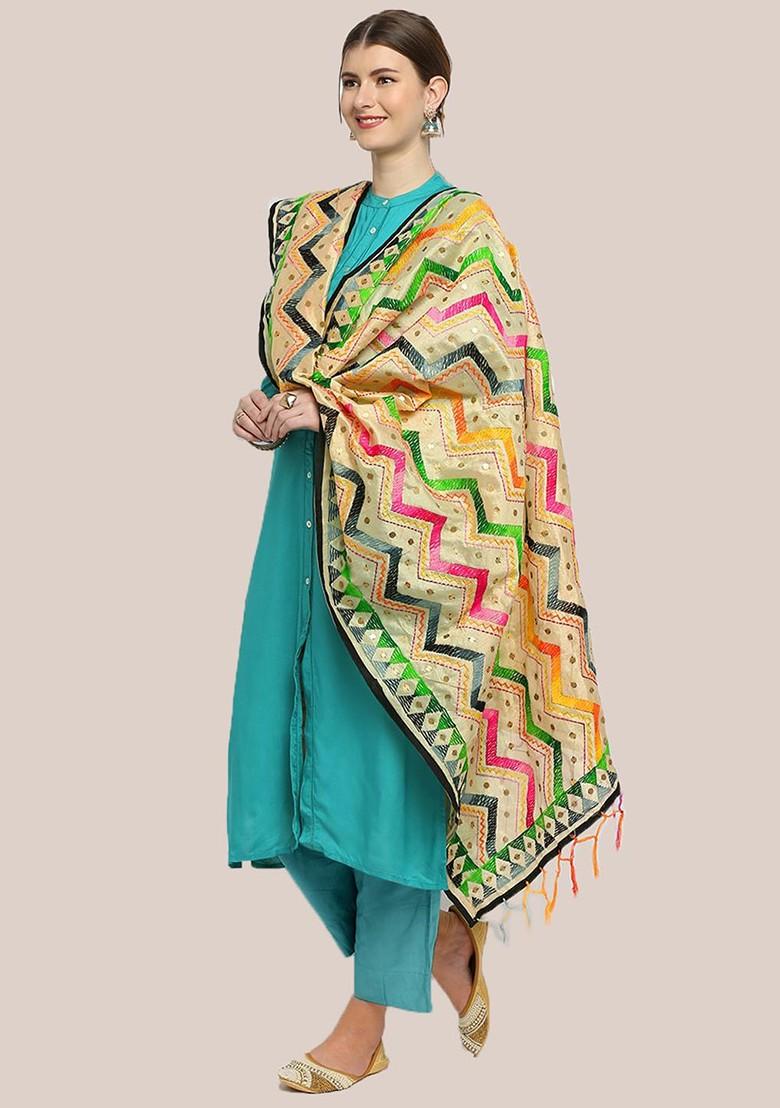 Ethnic Motifs Embroidered Dupatta With Sequinned